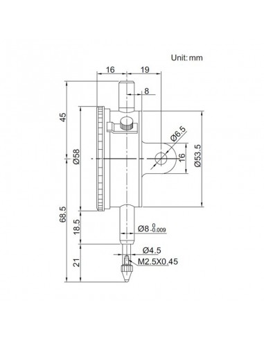 Reloj comparador con oreja Insize 2308-10A