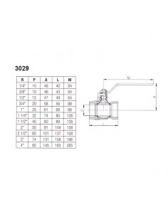 Válvula bola latón palanca inox PN25 Genebre 3022 NPT 2