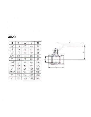 Válvula bola latón palanca inox PN25 Genebre 3022 NPT
