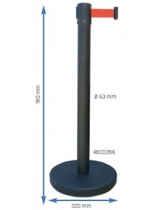 Poste negro con cinta Metalworks RECO2BKRE 2