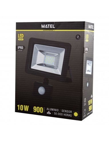 Foco proyector LED negro con sensor Matel