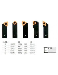 Juego cuchillas torno HM 10mm (5 uds.) 2