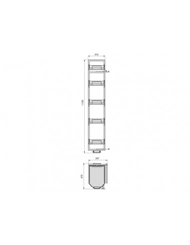 Columna extraíble para puerta con bisagras cromada 8936111