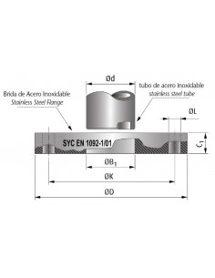 Brida plana DIN 2576 inoxidable 304L 2
