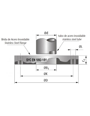 Brida plana DIN 2576 inoxidable 304L
