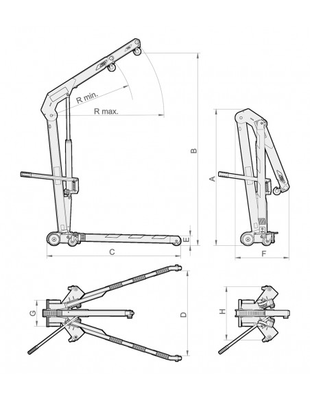 Grúa plegable taller Mega CRV